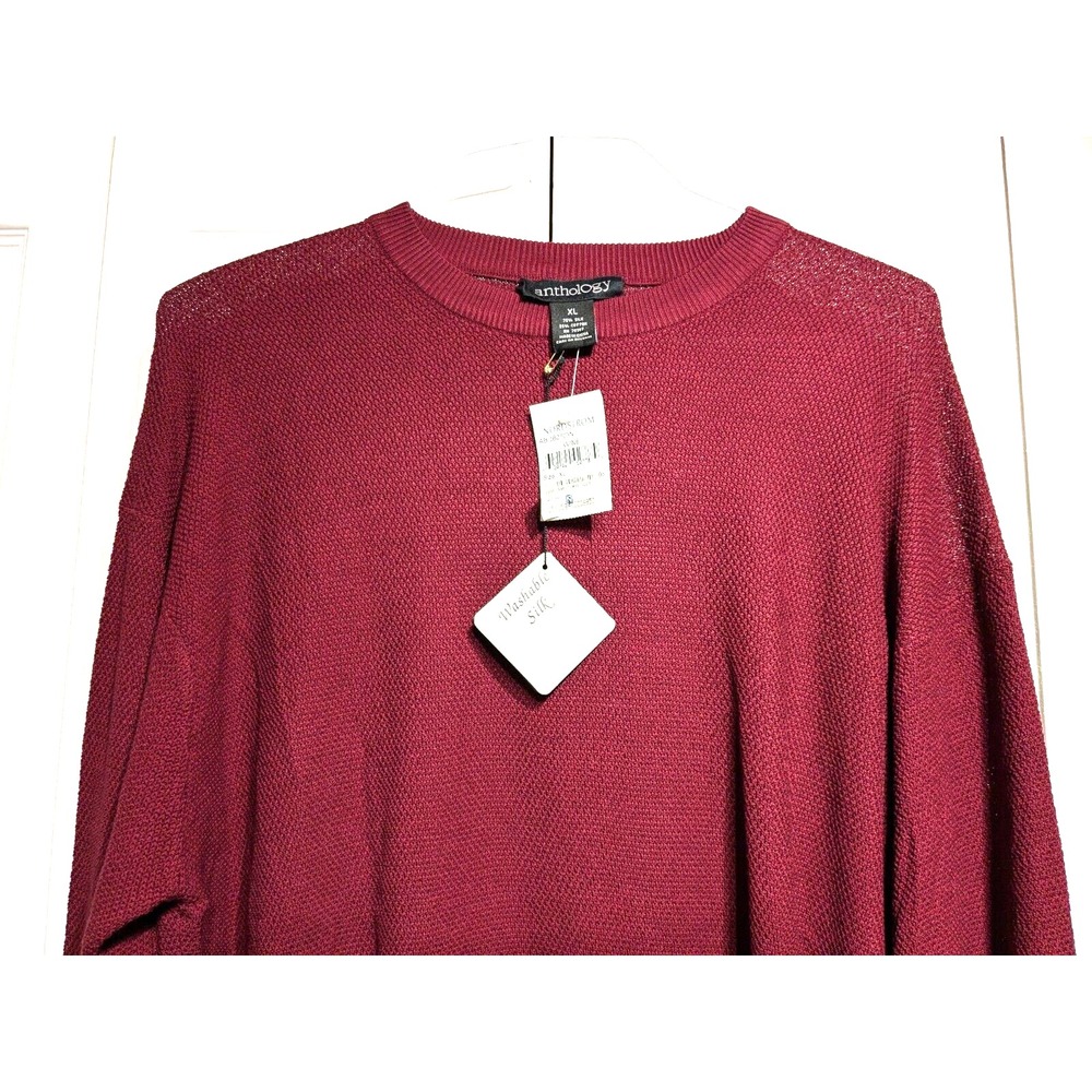 NEW Anthology Sweater Men XL Silk/Cotton Sweater Crew Neck Luxury Preppy NWT